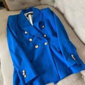 Zara Women's Blue Double-Breasted Blazer